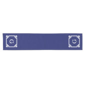 Navy White Greek Key Lijst #2 Initiaal Monogram Korte Tafelloper (Horizontaal)