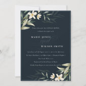 Navy White Greenery Floral Couples Shower Invite Bedankkaart (Voorkant)