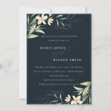 Navy White Greenery Floral Couples Shower Invite