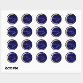 Navy White Hartelijk dank voor goudLijst Modern Ronde Sticker (Vel)