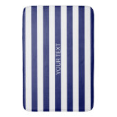 Navy White Horizontal Preppy Stripe Name Monogram Badmat (Voorkant Verticaal)