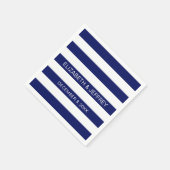 Navy White Horizontal Preppy Stripe Name Monogram Servetten (Hoek)
