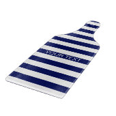 Navy White Horizontal Preppy Stripe Name Monogram Snijplank (Hoek)