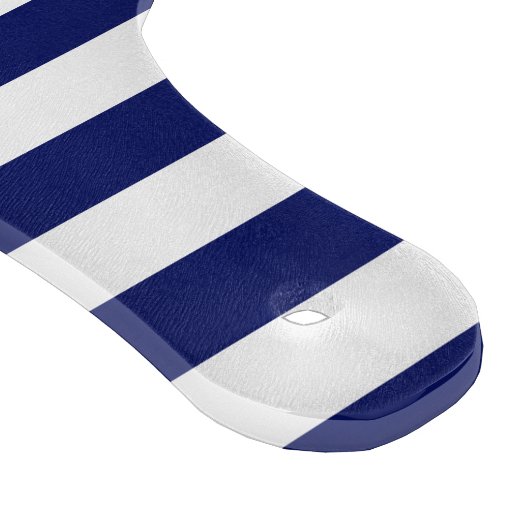 Navy White Horizontal Preppy Stripe Name Monogram Snijplank (Hoek)