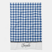Navy & White Houndstooth Gepersonaliseerd Theedoek (Verticaal)