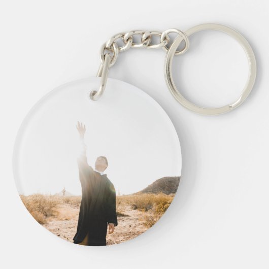 Navy & White Jouw naam Foto 2023 Afstuderen Gift Sleutelhanger (Achterkant)