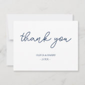 Navy White Lettered Weddenschap Bedankt kaart (Voorkant)