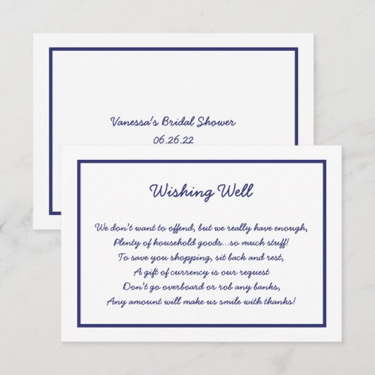 Navy White Lijst die een kaart wenst te aanvragen (Voorkant / Achterkant)