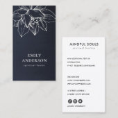 NAVY WHITE LOTUS SIMPLE REIKI SPIRITUELE HEALER VISITEKAARTJE (Voorkant / Achterkant)