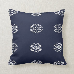 Navy, White, Medallion Ontworpen Sierkussen