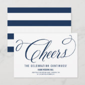 Navy & White Meneer & Mevrouw Elegante Script Brui Informatiekaartje (Voorkant / Achterkant)