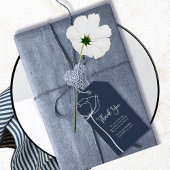 Navy White Minimal Floral Moderne bruiloft Dank u Cadeaulabel