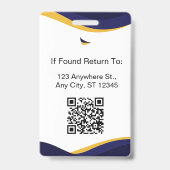 Navy & White Modern Personalized ID Card Badge (Back)