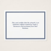 Navy White Monogram Certificate of Authenticity Visitekaartje (Achterkant)