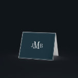 Navy & White Monogram gevouwenDank u Kaart<br><div class="desc">Navy blue background met witte monogrammed initialen gevouwen,  bedankt kaart (blank wit binnenin) Ideaal voor zakelijke correspondentie.</div>