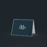 Navy & White Monogram gevouwenDank u Kaart<br><div class="desc">Navy blue background met witte monogrammed initialen gevouwen,  bedankt kaart (blank wit binnenin) Ideaal voor zakelijke correspondentie.</div>