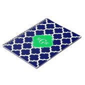 Navy White Moroccan #5 Emerald 3 Initiaal monogram Notitieboek (Linkerzijde)