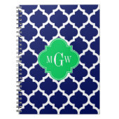 Navy White Moroccan #5 Emerald 3 Initiaal monogram Notitieboek (Voorkant)