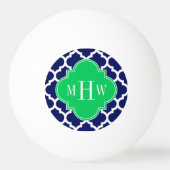 Navy White Moroccan #5 Emerald 3 Initiaal monogram Pingpongbal (Achterkant)