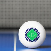 Navy White Moroccan #5 Emerald 3 Initiaal monogram Pingpongbal (Net)