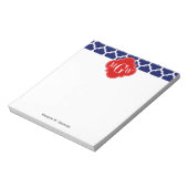Navy White Moroccan #5 Red 3 Initiaal monogram Notitieblok (Linkerzijde)