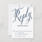 Navy & White Mr. en mevrouw Elegant Script RSVP (Voorkant)
