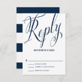 Navy & White Mr. en mevrouw Elegant Script RSVP (Voorkant / Achterkant)