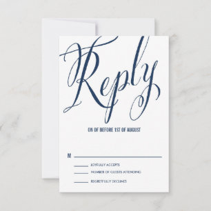 Navy & White Mr. en mevrouw Elegant Script RSVP