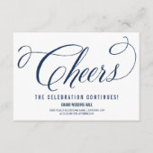 Navy & White Mr. & Mrs. Elegante Script Bruiloft Informatiekaartje (Voorkant)