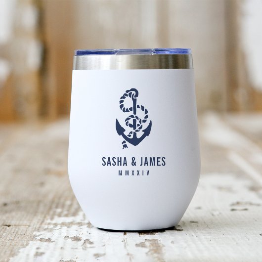 Navy & White Nautical Rope & Anchor Wedding Favor