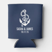 Navy & White Nautical Rope & Anchor Wedding Favor Blikjeskoeler (Voorkant)
