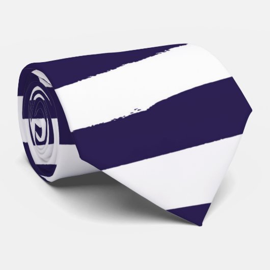 Navy White Nautical Simple Striped Stropdas (Opgerold)
