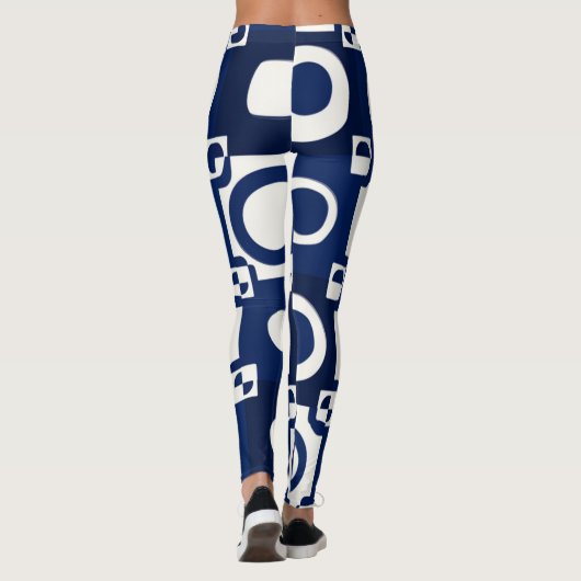 Navy White Pattern Leggings (Achterkant)