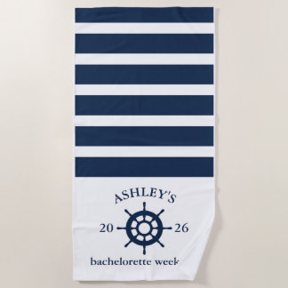 Navy & White Personalized Bachelorette Weekend Strandlaken