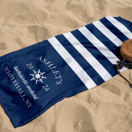 Navy & White Personalized Bachelorette Weekend Strandlaken