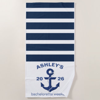 Navy & White Personalized Bachelorette Weekend Strandlaken