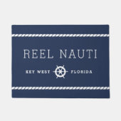 Navy & White Personalized Boat Name Deurmat (Voorkant)