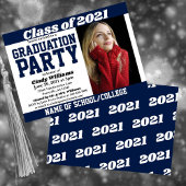 Navy White Photo Afstuderen Kaart