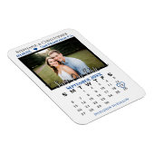 Navy & White Photo Calendar Save Our Date Wedding Magneet (Rechterzijde)