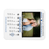 Navy & White Photo Calendar Save Our Date Wedding Magneet (Horizontaal)