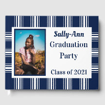 Navy White Photo Graduation Party