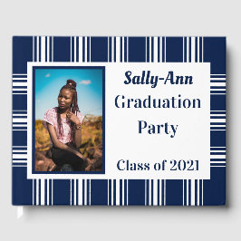 Navy White Photo Graduation Party Gastenboek