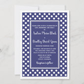Navy White Polka Dot Wedding Invitation Kaart (Voorkant)