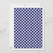 Navy White Polka Dot Wedding Invitation Kaart (Achterkant)