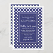 Navy White Polka Dot Wedding Invitation Kaart (Voorkant / Achterkant)