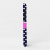 Navy White Polka Dots Hot Pink Ribbon Monogram Case-Mate iPhone Case (Achterkant/links)