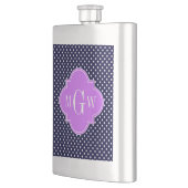 Navy White Polka Dots Lila Quatrefoil 3 Monogram Flacon (Links)