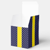 Navy White Polka Dots Yellow Quatrefoil 3 Monogram Bedankdoosjes (Geopend)