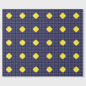 Navy White Polka Dots Yellow Quatrefoil 3 Monogram Cadeaupapier (Vlak)