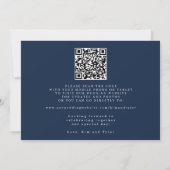 Navy white QR code simple elegant wedding  Save The Date (Achterkant)